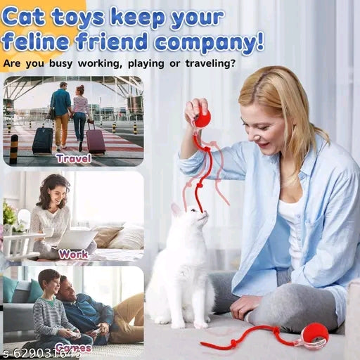 Electric automatic rolling moving self play stimulation toy,smart pet chase toy,chase ball with tail rope for cats enrichment.